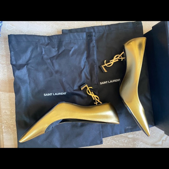 New!! Size 39.5 Saint Laurent Opyum Gold Heels! - Picture 3 of 6